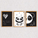 Kit 3 Quadros Meu Pequeno Panda - 1289