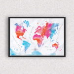 Quadro Mapa Mundi Colorido - 2794