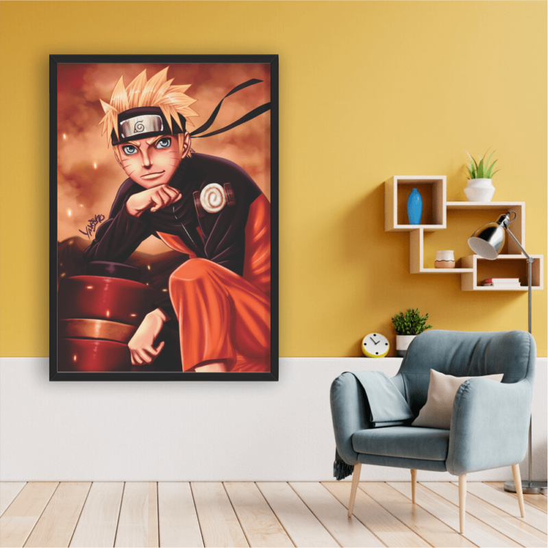 Quadro Anime Naruto Shippuden Desenho feito a mão (acompanha moldura)