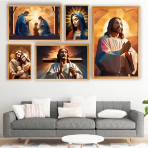 Composição de Quadros Jesus e Maria Geométrico - 12401