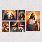 Composição de Quadros Jesus e Maria Geométrico - 12401