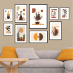 Composição de Quadro Boho Folhas Vasos - 10012