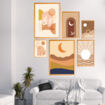 Composição de Quadros Boho Sol Lua Minimalista - 10018