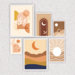 Composição de Quadros Boho Sol Lua Minimalista - 10018