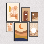 Composição de Quadros Boho Sol Lua Minimalista - 10018