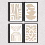 Kit 4 Quadros Boho Abstrato - 7501